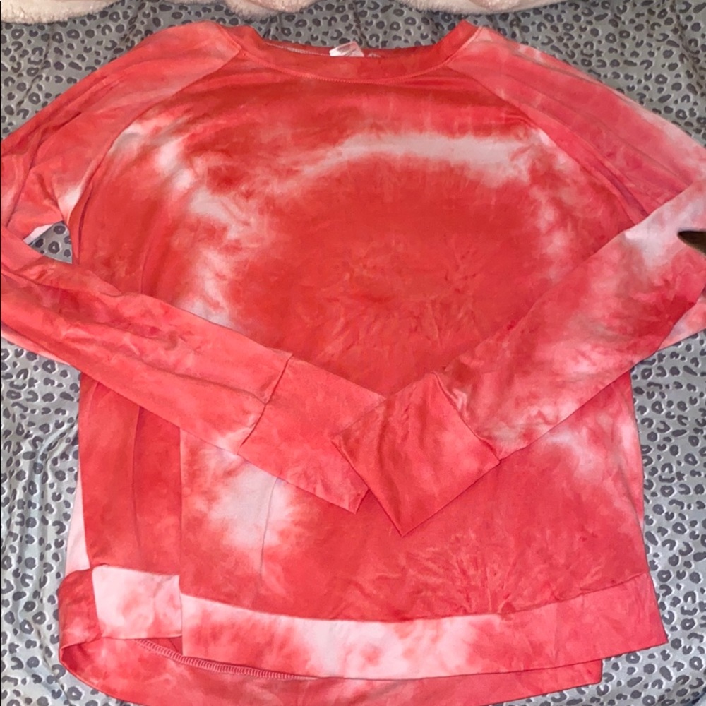 Coral Tie-Dye Long Sleeve Shirt